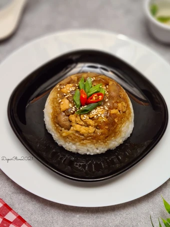 Cara Gampang Membikin Resep  Nasi Tim Ayam Jamur Praktis yang Enak Banget, Sempurna