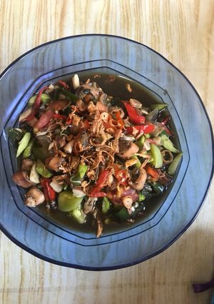 Foto resep Tumis cumi asin pete lombok ijo