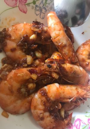 Hình của món Tôm sốt sa tế.