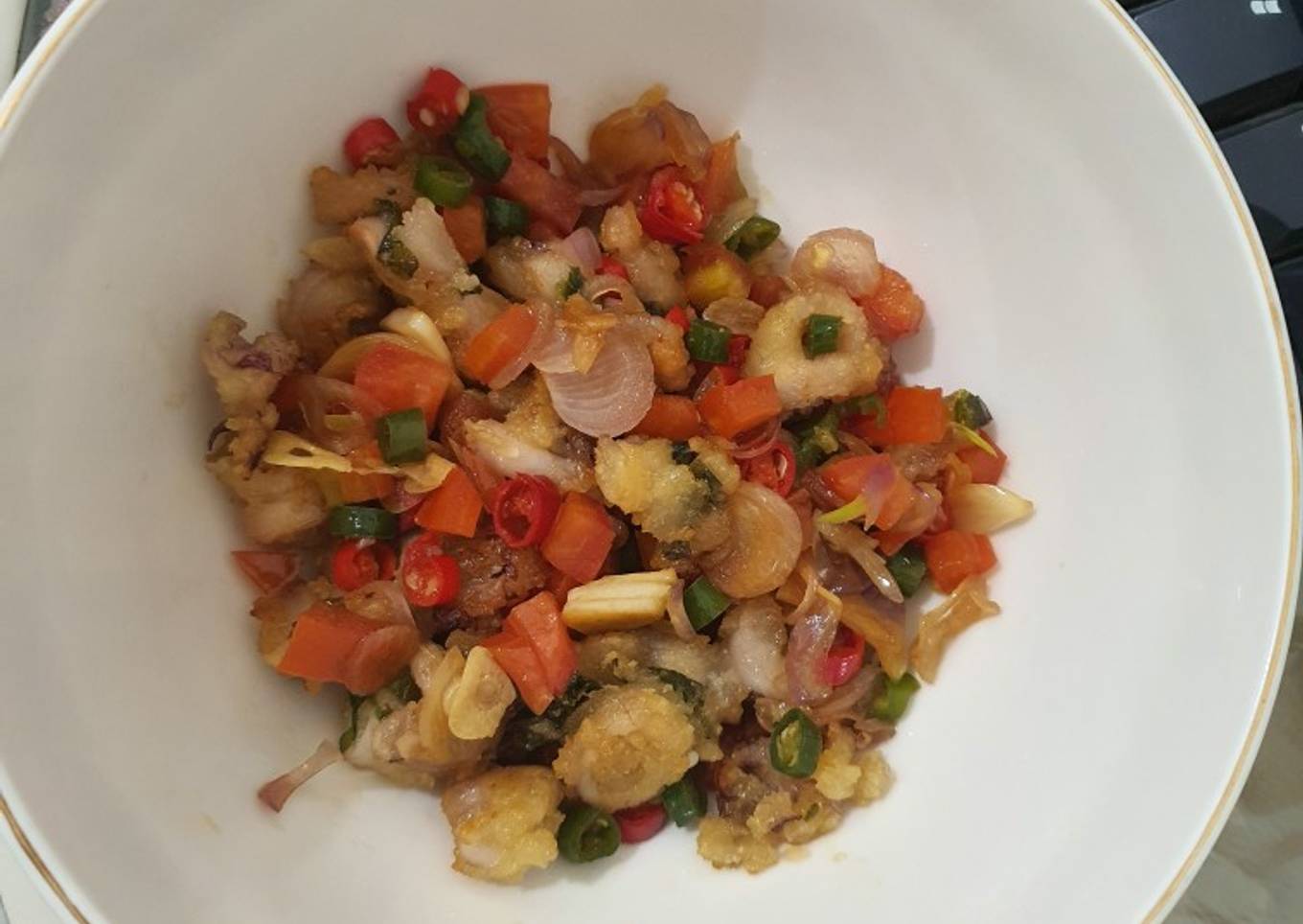 Cumi goreng tepung simbal Matah