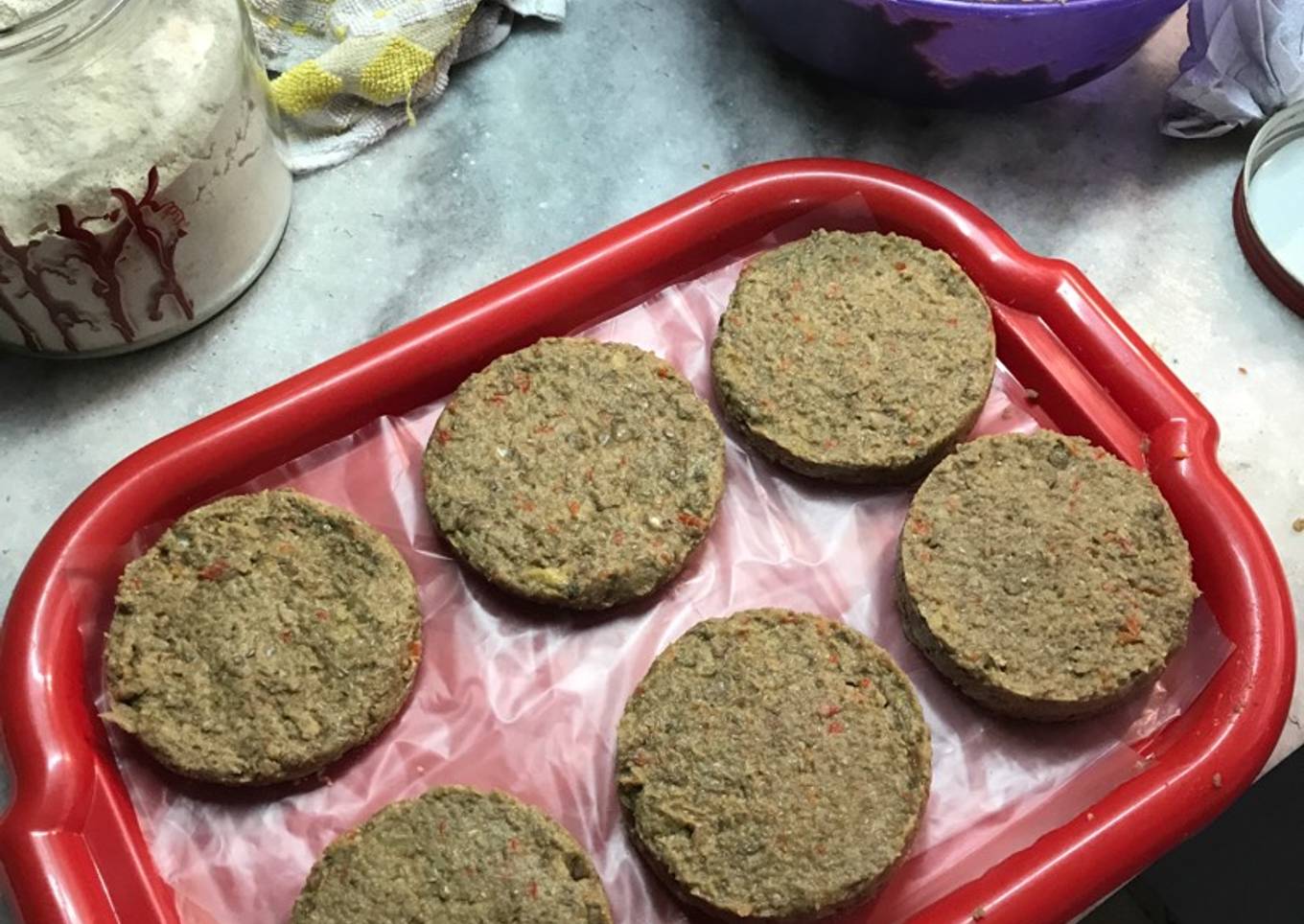 Hamburguesas de lentejas, morrón y cebolla ❤️