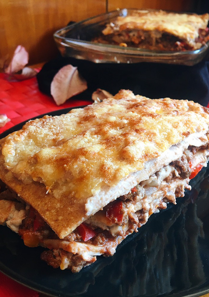 Una foto de Lasaña boloñesa con pasta fresca integral