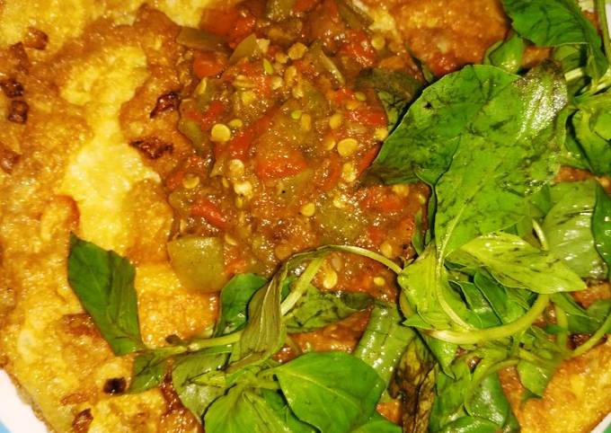 Telur Dadar Sambal Terasi Tomat ijo