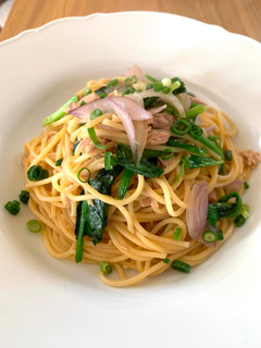 A picture of Butter Soy Sauce Tuna and Vegetable Japanese-Style Pasta.