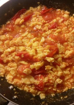 Foto resep Orak arik telur dan tomat 西红柿炒鸡蛋 (Xihongshi chao jidan)
