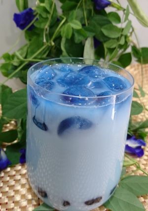 Hình của món Trà sữa hoa đậu biếc.