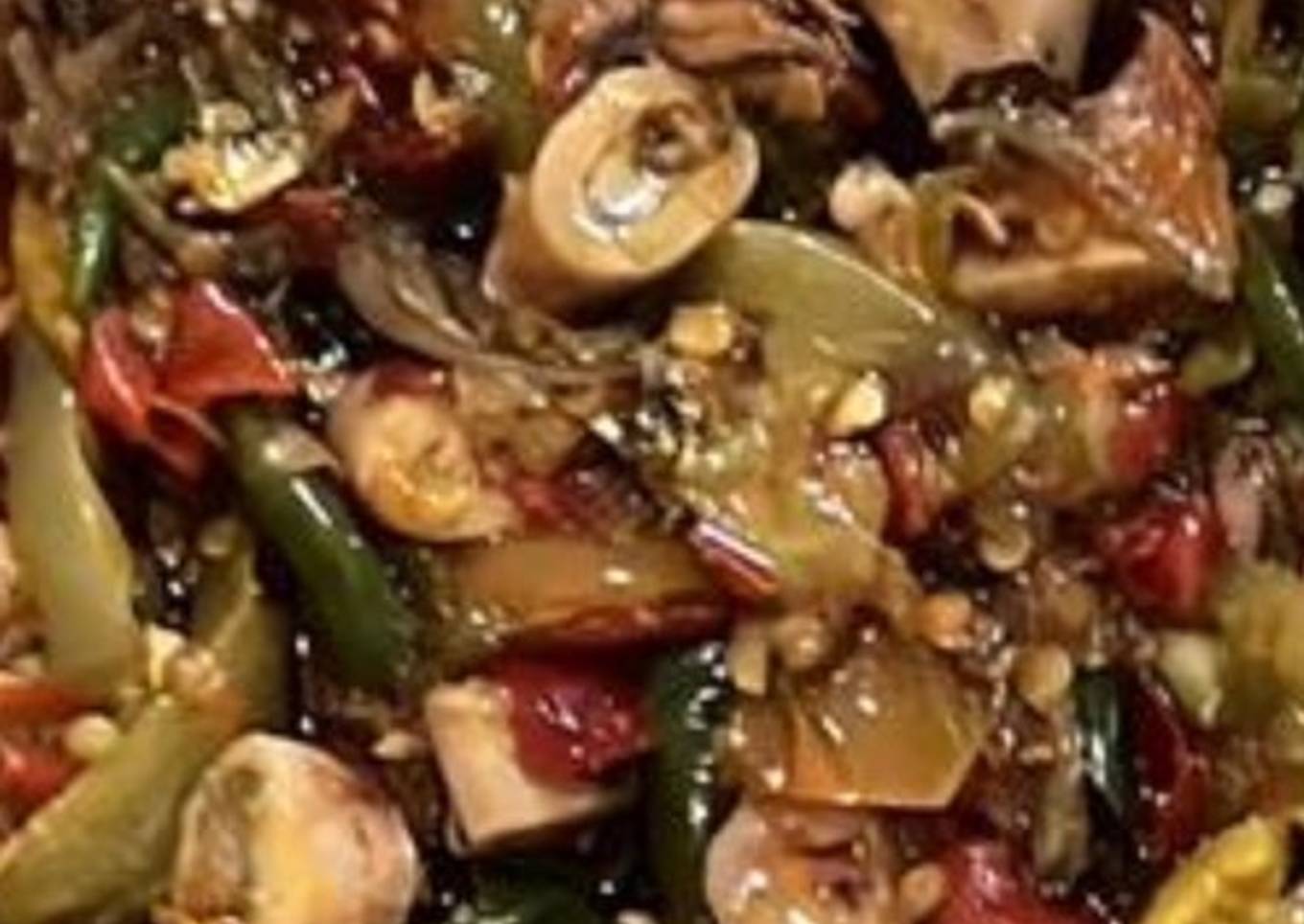 Sambal Cumi asin Pete tahu tempe