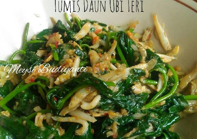 Ini dia! Resep memasak Tumis daun ubi teri dijamin lezat