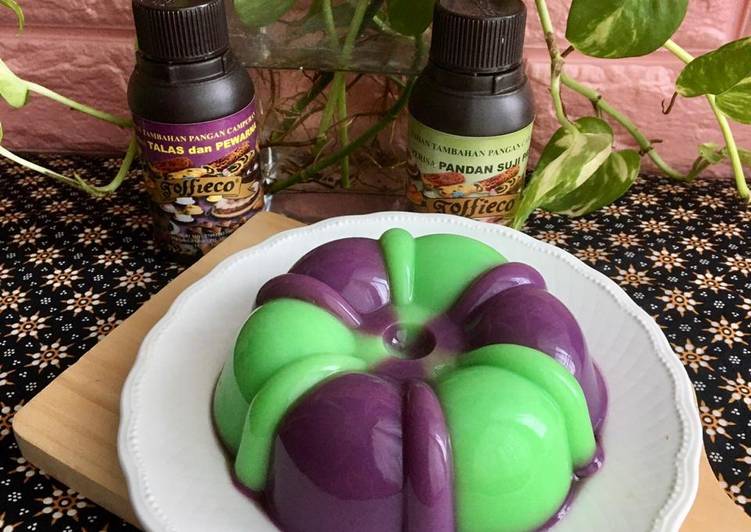 Pudding Kombinasi Pandan Taro