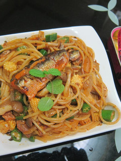 美味茄汁魚義大利麵 的食譜成品照片