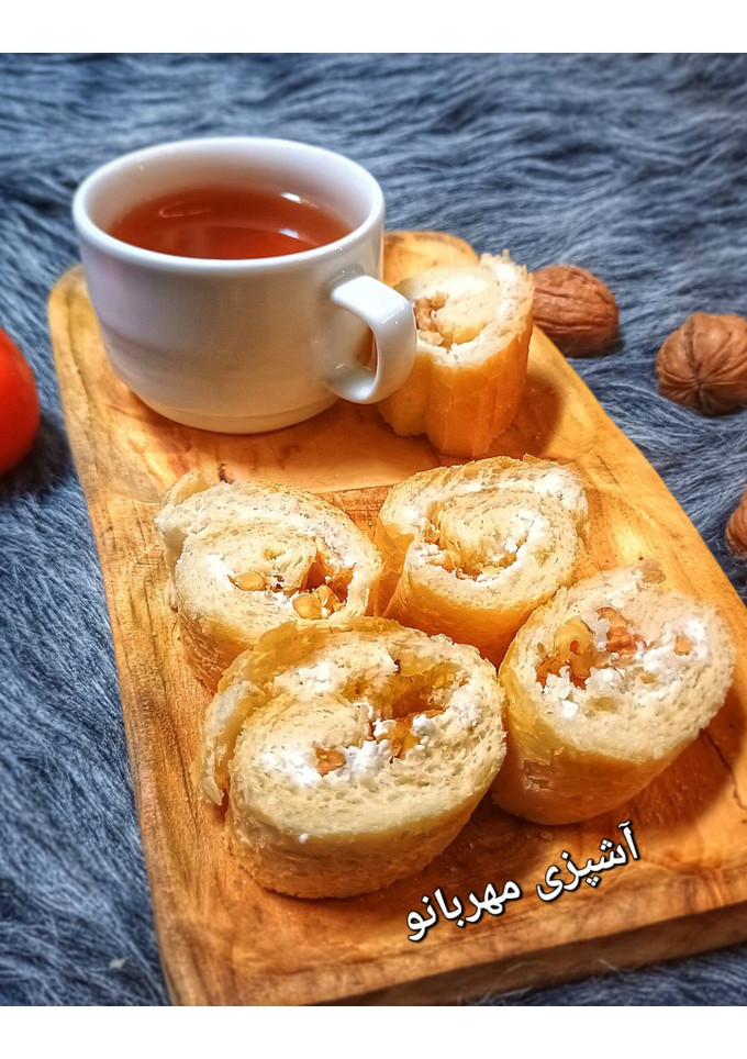 عکسی از دستور لقمه مدرسه (رول پنیر و گردو)