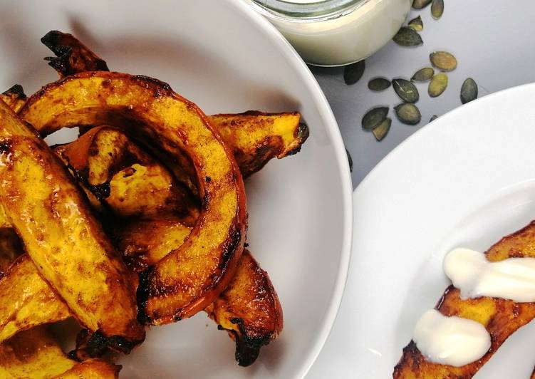 Honey, orange and whiskey glazed pumpking wedges