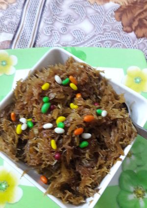A picture of #ramdan  recipe# iftari special#sweet jaggery sevayian.