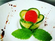 A picture of watermelon pineapple cucumber