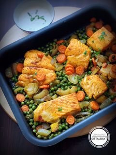 صورة لوصفة صينية سمك سلمون بالبازلاء والجزر