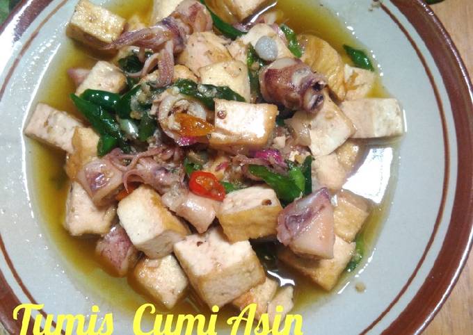 Resep Tumis cumi asin Cabe Ijo Tahu Anti Gagal