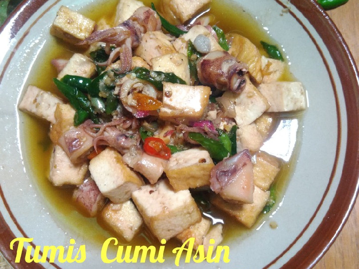 Resep Tumis cumi asin Cabe Ijo Tahu Simpel