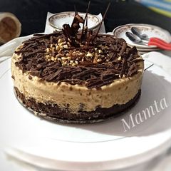 A picture of Chocolate-Peanut butter Ice-cream Cake.