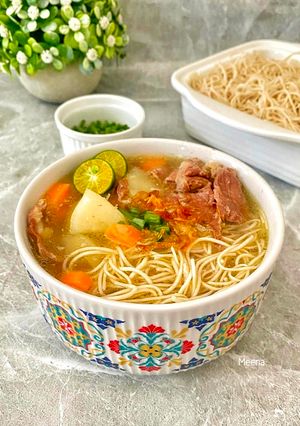 Foto resep Sop Mie Bandong Khas Sambas (Sup mie Asin Ubi)