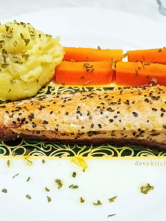 Foto resep 377. Salmon Steak with Lemon Butter Sauce (Isi Piringku)