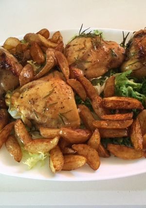 Una foto de Pollo con miel y romero