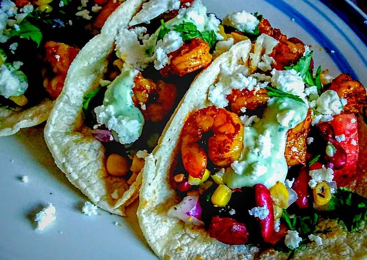 Blackened Cajun Shrimp Tacos with Cilantro Lime dressing