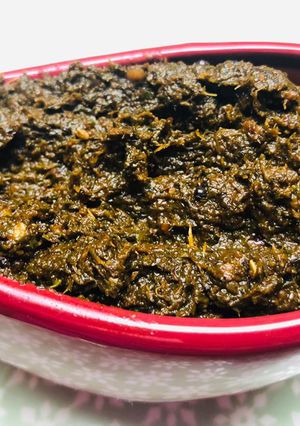 A picture of Pudina thogayal recipe | mint thogayal.