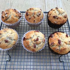 A picture of Banana and pecan muffins.