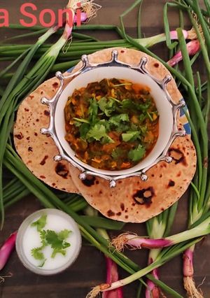 લીલી ડુંગળીનું શાક(Spring onion sabji recipe in gujarati) રેસીપી મુખ્ય ફોટો