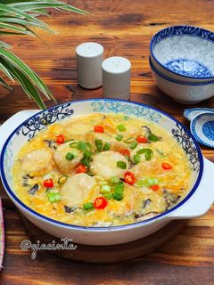 Foto resep Egg drop and Tofu Soup