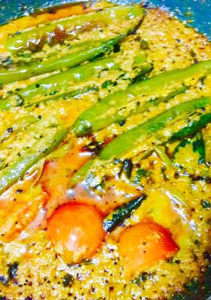 A picture of Hyderabadi paneer stuffed Mirch Ka Salan.