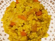 A picture of rice with vegetables