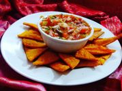 A picture of maize flour nachos salsa