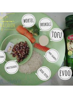 Foto resep Mpasi Menu 4 Bintang (beras, salmon, tofu, wortel, brokoli)