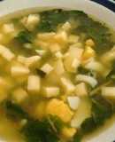 Sopa de acelgas deliciosa (con queso y huevo cocido)
