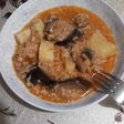 Ξινόχοντρο με πατάτες κ μελιτζάνες