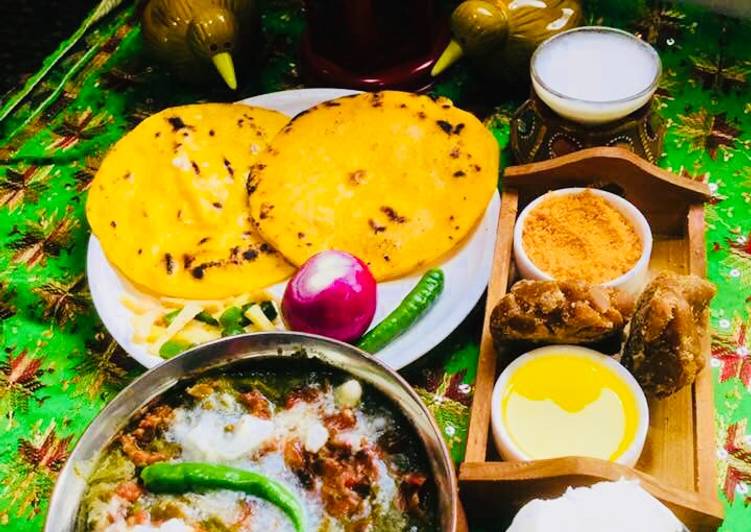 How to Prepare Speedy Sarson Ka Saag Makki Ki Roti,ghee-shakker & gur