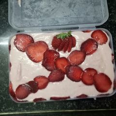 A picture of Homemade strawberry ice cream.