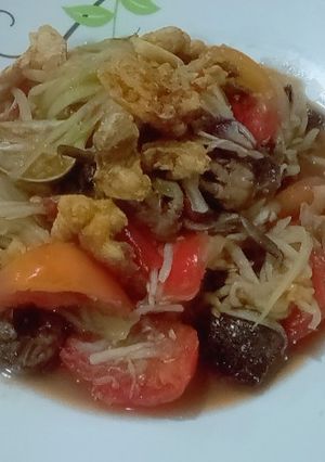 รูปของ ส้มตำฟักแม้ว,ปู,ปลาร้าหอม,กากหมู - คีโต