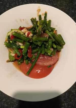 A picture of Laotian Isaan Thai Snake Bean Pounded Salad.