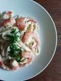 Spaghetti con camarones