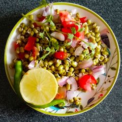 A picture of Moong dal sprouts chaat.