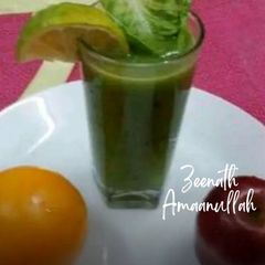 A picture of Lemony Lettuce and Apple Juice.