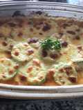 Pastel de carne con tomates y calabacines