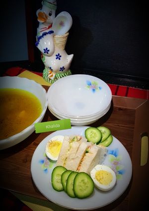 A picture of Egg, Veggies and Mayo Sandwiches.