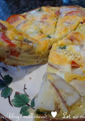 用蛋做的比薩-起司馬鈴薯西班牙厚煎蛋餅 的食譜成品照片