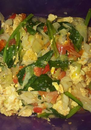 Foto resep Tumis kol sawi telur