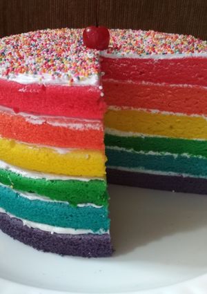 Foto resep Rainbow Cake 8 telur Nya.Liem,enak & lembuuuuuttt
