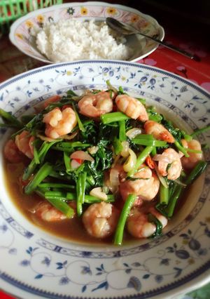 Foto resep Tumis kangkung udang simple