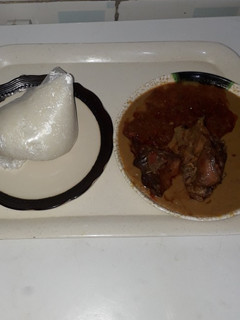 A picture of Chicken beans soup and tuwo shinkafa.